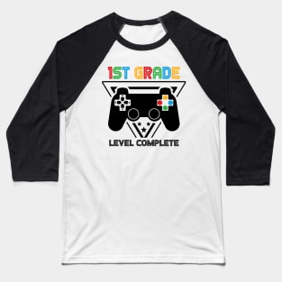 1st Grade Level Complete Graduation Gamer Boys Kids Baseball T-Shirt